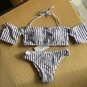 ZAFUL | Off The Shoulder Striped Bandeau Bikini